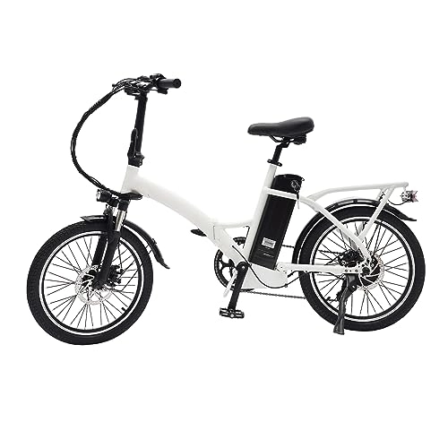 Bicicletas eléctrica : Estabeter Bicicleta fuerte de primera clase en bicicleta de 20 pulgadas para niños, niñas, mujeres y hombres, freno de disco delantero y trasero | blanco+negro | plegable |