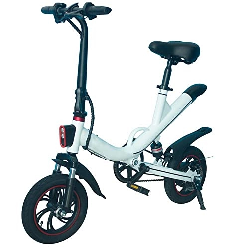 Bicicletas eléctrica : European Warehouse 36v 7.5ah Battery Powered Electric Mountain Bike 12 Inch Tire Fold Bike Adult City ebike (White)