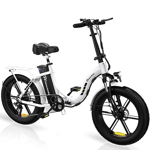Bicicletas eléctrica : EVERCROSS EK6 Bicicleta Eléctrica para Adultos, E-Bike Plegable con Neumático 20" x 4, 0, Bicicleta de Montaña Eléctrica con 7 Velocidad, Batería 48V 15AH, Motor 250W, Peso 33, 2 kg, Amortiguador Doble