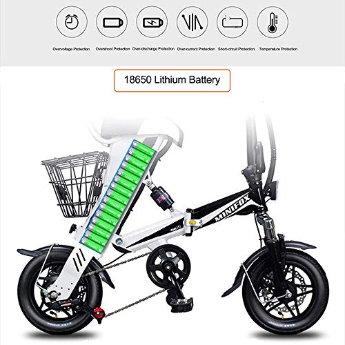 Bicicletas eléctrica : Extaum Bicicleta elctrica asistida Plegable de 12 Pulgadas con Bicicleta elctrica y ciclomotor con Canasta extrable