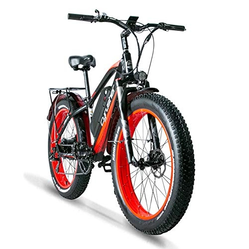 Bicicletas eléctrica : Extrbici Bicicleta Eléctrica 48v 1000w 26 pulgadas Fat Tire Adulto Bicicleta Eléctrica de Montaña XF650 (XF650 1000W 13A 21S Rojo)