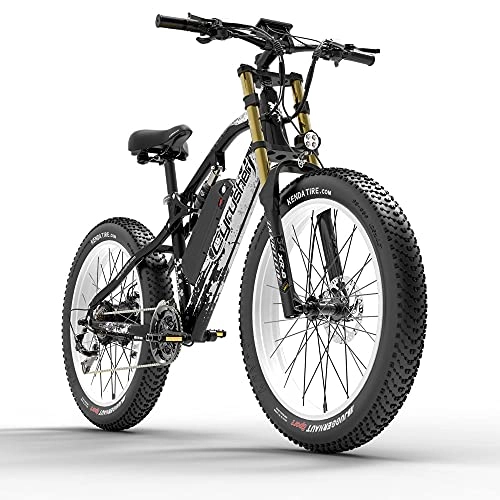 Bicicletas eléctrica : Extrbici Bicicleta Eléctrica de Montaña para Adultos 750W 48V 17Ah Li-Ion Neumáticos de 26'' Pulgadas Doble Suspensión Velocidad Máxima 31MPH con Guardabarros XF900 Blanco