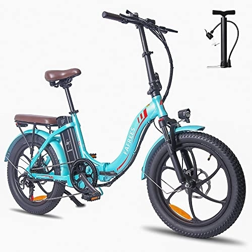 Bicicletas eléctrica : Fafrees Bicicleta electrica Plegable F20 Pro, 250W 18Ah Bicicleta eléctrica de Ciudad, 7 velocidades, Luz Trasera, Unisex Adulto, Lago Azul