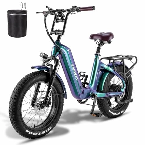Bicicletas eléctrica : Fafrees Bicicleta Eléctrica 1080Wh, 20 * 4.0" Fatbike, Batería 22.5Ah Samsung Cell, Ebike de Fibra de Carbono, Bici Eléctrica Montaña para Adultos, Alcance 100KM, F20 Master 2023 (Verde Aurora)