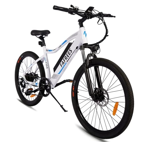 Bicicletas eléctrica : Fafrees Bicicleta eléctrica de montaña F100 de 26 pulgadas, con batería de 48 V / 11, 6 Ah, Shimano 7S, bicicleta eléctrica para hombre y mujer, color blanco