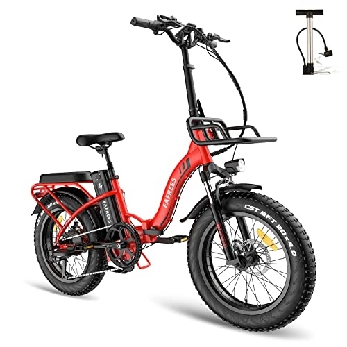 Bicicletas eléctrica : Fafrees Bicicleta eléctrica F20 MAX Bicicleta eléctrica Urbana Plegable de 20 Pulgadas Shimano 7 Speed ​​​​MTB para Hombre E-Bike con Cesta, Rojo