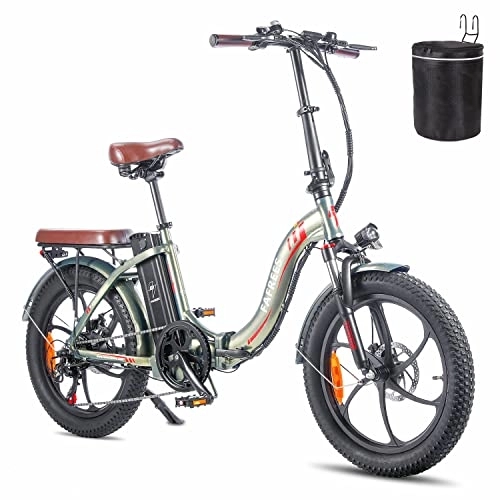 Bicicletas eléctrica : Fafrees Bicicleta eléctrica F20-PRO, 20 Pulgadas Plegable Bicicleta Urbana eléctrica, 250 W fatbike, 18Ah batería, Rango de 140 km, E-Bike para Adultos, Verde