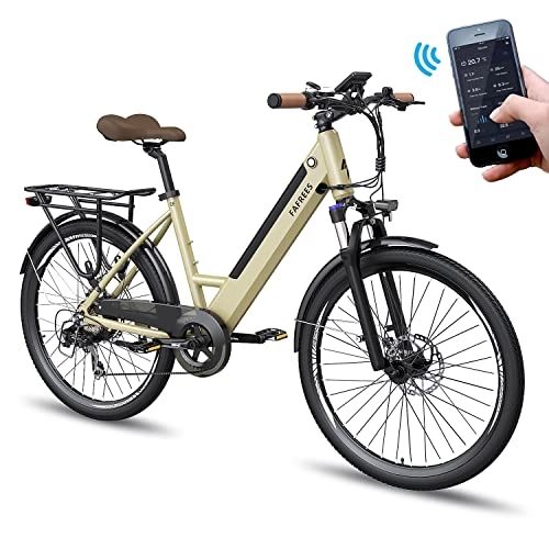 Bicicletas eléctrica : Fafrees Bicicleta eléctrica F26 Pro de 26 pulgadas con aplicación Bluetooth, 250 W City E-Bike 36 V 10 Ah, batería extraíble, alcance máximo en modo de asistencia al pedaleo 70 – 93 km