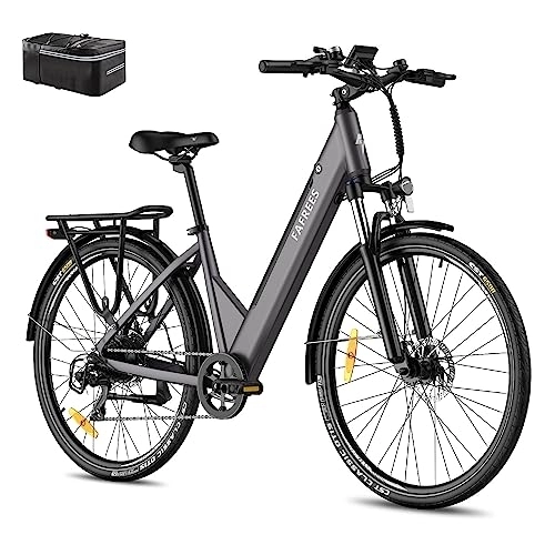 Bicicletas eléctrica : Fafrees Bicicleta Eléctrica F28 Pro, Bicicleta Eléctrica Urbana 27, 5", Motor 250W, Batería Extraíble 14.5Ah / 522Wh, Shimano 7 Vels, Mujer Hombre Pedelec ebike (Gris)