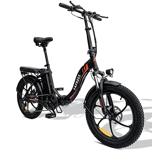Bicicletas eléctrica : Fafrees Bicicleta eléctrica plegable Fat Tire de 20 pulgadas, 250 W