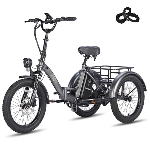 Bicicletas eléctrica : Fafrees F20 Mate [Oficial] Triciclo de bicicleta frenos de disco hidráulicos 48 V 18, 2 Ah batería, bicicleta eléctrica para hombre 25 km / h, bicicleta eléctrica con 3 ruedas, bicicleta eléctrica para