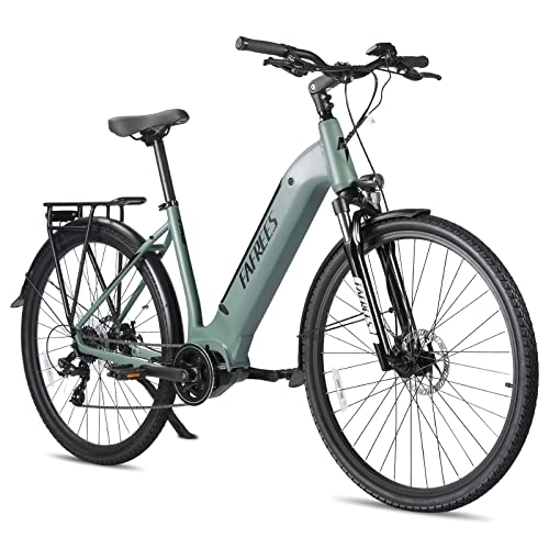 Bicicletas eléctrica : FAFREES FM9 Bicicleta Urbana Eléctrica Batería de Tubo Integrada de 15Ah, Bicicleta Eléctrica con un par de hasta 65 N.m, Capacidad de Carga 150KG, Recomiende las Alturas del Jinete: 168-220CM (verde)