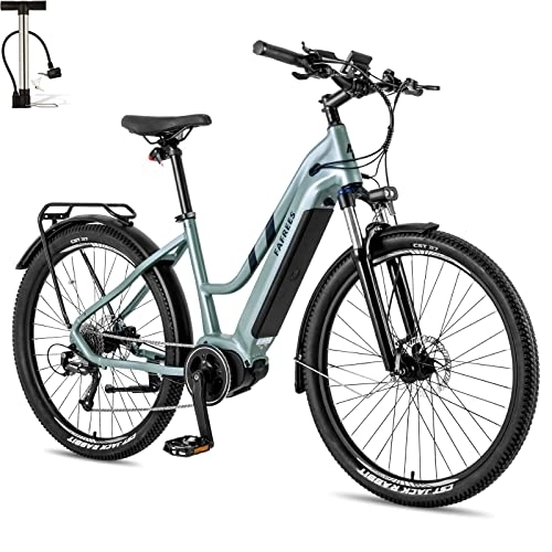 Bicicletas eléctrica : Fafrees Motor central Ananda FM8 E Bike Pedelec 70N.m con batería de 14, 5 Ah hasta 120 KM 150 kg, bicicleta eléctrica para mujer de 27, 5 pulgadas con cambio Shimano 9S, bicicleta eléctrica de 250 W
