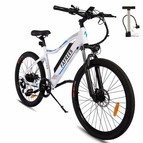 Bicicletas eléctrica : Fafrees [Oficial] Bicicleta de montaña eléctrica F100, Tryes de 26", Bicicleta eléctrica de 48 V con batería extraíble de 11, 6 Ah, Shimano 7vel, Faro LED, 25km / h, Blanco