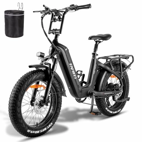 Bicicletas eléctrica : Fafrees Oficial Bicicleta Eléctrica 1080Wh, 20 * 4.0" Fatbike, Batería 22.5Ah Samsung Cell, Ebike de Fibra de Carbono, Bici Eléctrica Montaña para Adultos, Alcance 100KM, F20 Master 2023 (Negro)