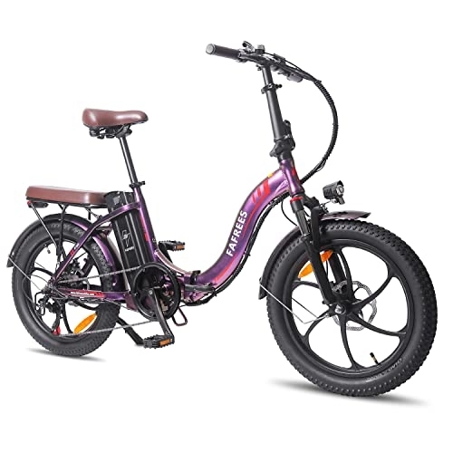 Bicicletas eléctrica : Fafrees [Oficial] Bicicleta eléctrica F20 Pro, Bici eléctrica Plegable de 20 Pulgadas Unsex Adulto, Motor 250W Batería 18A, Shimano 7 Vel, Alcance 130km, Violet