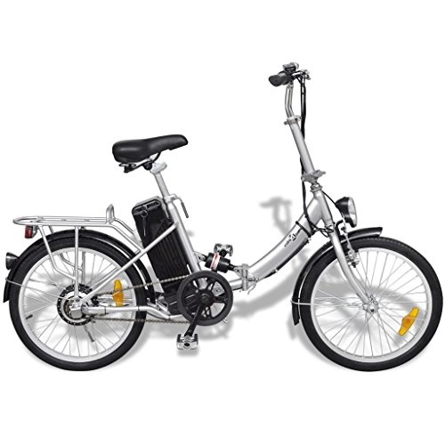 Bicicletas eléctrica : Festnight Bicicleta Elctrica Plegable con Batera Litio-Ion 24V 8AH de Aluminio con Pantalla LED 3 Velocidades Velocidad Mx 25kmh Color Plateado