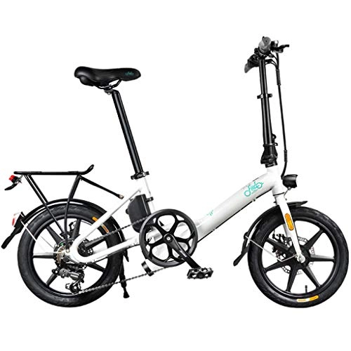 Bicicletas eléctrica : FFF-HAT Bicicleta eléctrica Plegable de 16 Pulgadas, Bicicleta de montaña eléctrica asistida por Velocidad Variable, duración de la batería 7.5Ah / 36V 65 km, batería de Litio, Plegable, Blanco / Negro