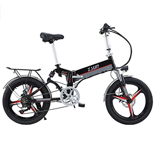 Bicicletas eléctrica : FFF-HAT Bicicleta eléctrica Plegable para Adultos, Bicicleta de aleación de magnesio Todoterreno, Resistencia de 20 Pulgadas 350W / 48V 100 / 120 kilómetros, con medidor Inteligente, Rueda integrada