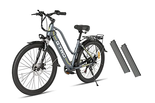 Bicicletas eléctrica : Ficyacto Bicicleta Electrica para Adultos 26 Pulgadas con Shimano 7 Vel, 2 baterías de 9, 6 Ah, Pantalla LCD, 500W Motor