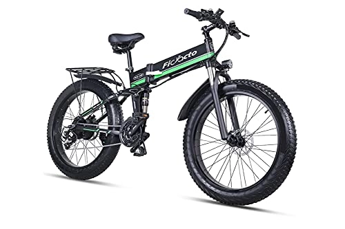 Bicicletas eléctrica : Ficyacto Bicicletas eléctricas, 26 Pulgadas Bicicleta electrica Plegable, Shimano21Vel, Batería Litio 48V 12.8Ah Adultos Unisex Bici eléctrica