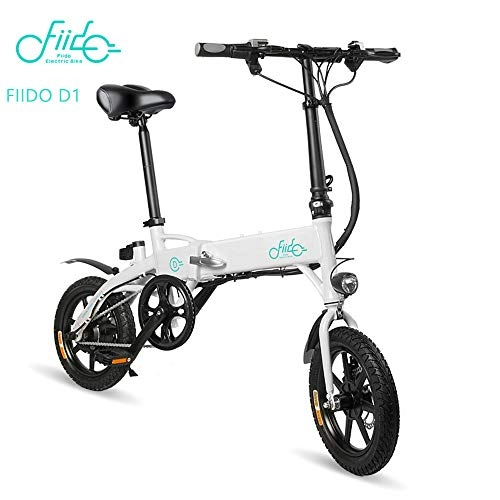Bicicletas eléctrica : FIID0 D1 Bicicleta Electrica 10.4Ah 36V 250W 14 Pulgadas Bicicleta Plegables con Ciclomotor 25km / h Máx 60KM Kilometraje Ebike para Adultos Deportes Ciclismo al aire libre Ejercítese y Viaje-Blanco