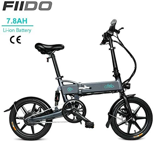 Bicicletas eléctrica : FIID0 D2 Bicicleta Electrica Plegable 36V 7.8Ah 250W 16 Pulgadas Ciclomotor Mini Bici Electrica para Adultos Deportes Ciclismo al Aire Libre-Gris Oscuro