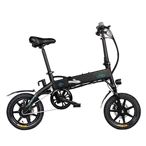 Bicicletas eléctrica : FIIDO Bicicleta elctrica D1 Bicicleta elctrica de Trekking E-Bike Plegable Ruedas de 14" Batera de Litio de 36v 7.8AH Ebike para Adulto (Negro)