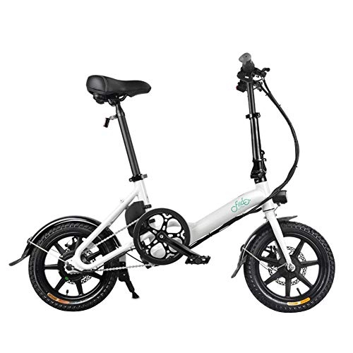 Bicicletas eléctrica : FIIDO Bicicleta elctrica D3 Bicicleta elctrica de Trekking E-Bike Plegable Ruedas de 14" Batera de Litio de 36v 7.8AH Ebike para Adulto Blanco