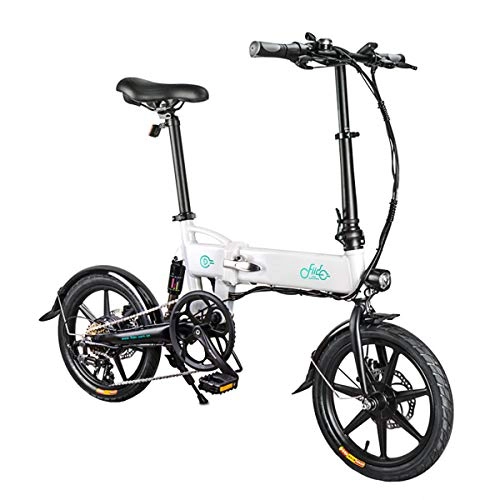 Bicicletas eléctrica : FIIDO Bicicleta eléctrica D2S - Bicicleta Plegable de aleación de Aluminio de Velocidad Variable 250W Bicicleta eléctrica de Alta Potencia con Ruedas de 16 (Blanco)