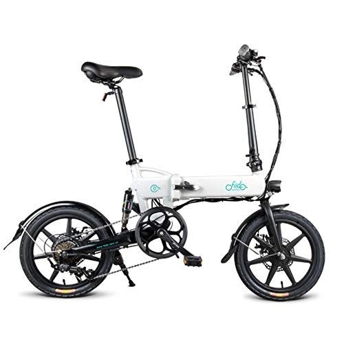 Bicicletas eléctrica : FIIDO D2S - Bicicleta eléctrica plegable de 16 pulgadas, recargable, plegable, velocidad máxima de 25 km / h, unisex, color blanco