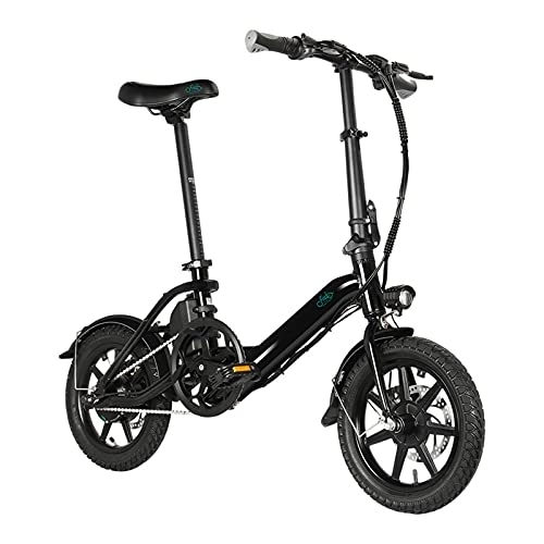 Bicicletas eléctrica : FIIDO D3 Pro Bicicleta eléctrica plegable – E-Bike recargable y desplazamientos para hombres y mujeres Snow Beach Mountain 14 "36V 7.5Ah 25Km / h 60Km 18Kg 250W (negro)