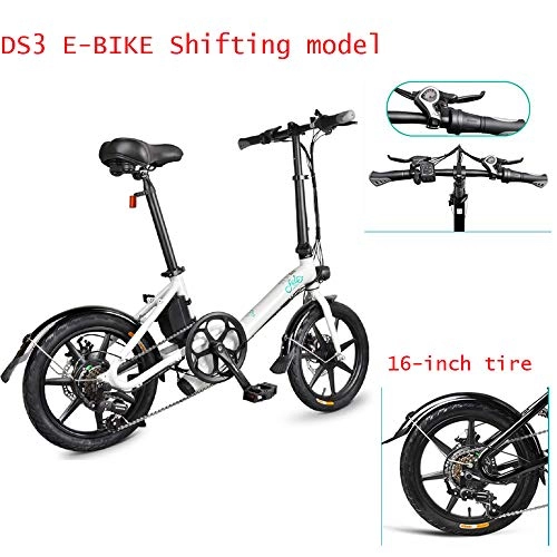 Bicicletas eléctrica : FIIDO D3S Bicicleta elctrica plegable para adultos, cambio de bicicleta elctrica, scooter elctrico de 16 pulgadas con faro de LED, bicicleta elctrica plegable de 250 W con freno de disco