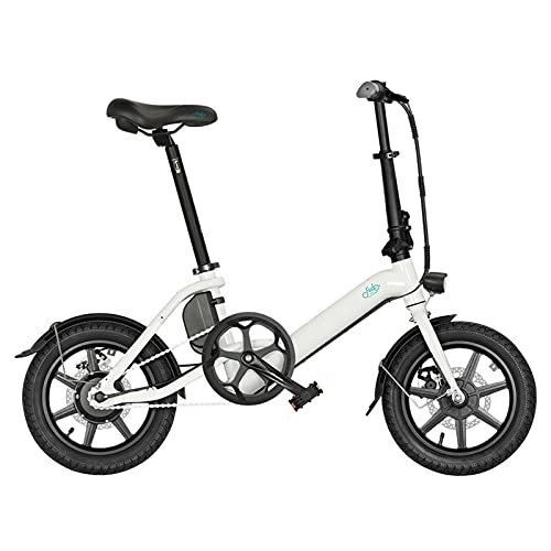 Bicicletas eléctrica : FIIDO D3S PRO - Bicicleta eléctrica de 16 pulgadas para adultos, plegable para viajeros urbanos, velocidad máxima de 25 km / h, batería recargable de 7, 8 Ah, alcance de 5 a 7 días, color blanco