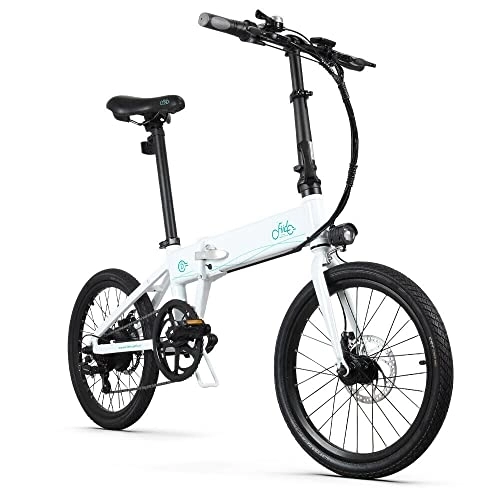 Bicicletas eléctrica : FIIDO D4S Bicicleta Eléctrica Plegable 20" 250W Motor Bicicleta Eléctrica, 36V / 10, 4Ah City Mountain Bike E-Bike Brushless para Aldult Hombres Mujeres, E-MTB Shimano 6 - Blanco