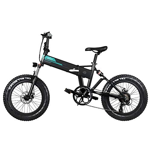 Bicicletas eléctrica : FIIDO M1 Bicicleta de montaña elctrica plegable 250W Motor Shimano Desviador de 7 velocidades Batera de litio de 12.5Ah Pantalla LCD de 3 modos y ruedas de 20 "Neumticos gordos de 4 pulgadas, negro