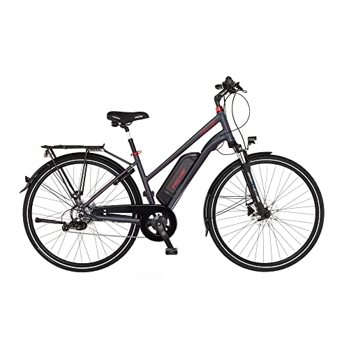 Bicicletas eléctrica : Fischer Viator 1.0 Mujer | RH 44 cm | Bicicleta eléctrica con Motor Trasero 45 NM | Batería de 48 V, Trekking | E-Bike, Gris Oscuro Mate, 44cm-422Wh