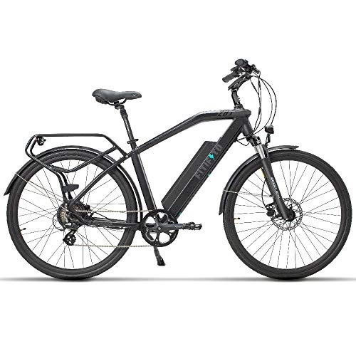 Bicicletas eléctrica : Fitifito Bicicleta eléctrica CT28 Pulgadas citybike Urban E-Bike, 36v 250w Motor, 16Ah 576Wh LON de Litio, 7 Speed Shimano Gears, Color Blanco