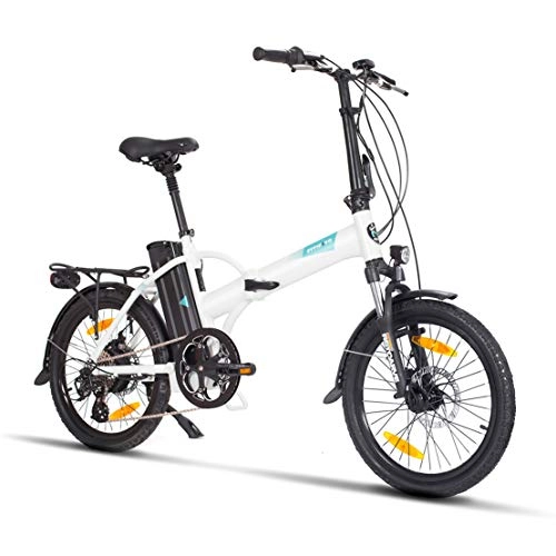 Bicicletas eléctrica : Fitifito Bicicleta eléctrica New York FD20 Plus Pulgadas Bicicleta Plegable E-Bike, 36v 250w Motor, 15.6AH 561Wh LON de Litio, 8 Speed Shimano Gears, Color Blanco