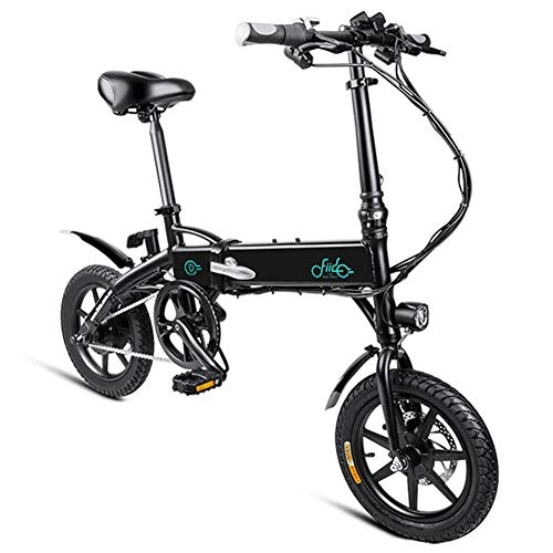 Bicicletas eléctrica : Folden eléctrica bicicletas, bicicletas de montaña para hombre de 25 kilometros / h Max 250W 36V Motor de aluminio plegable bicicleta eléctrica delanteras y Neumático de 14 pulgadas, Negro, 10.4AH