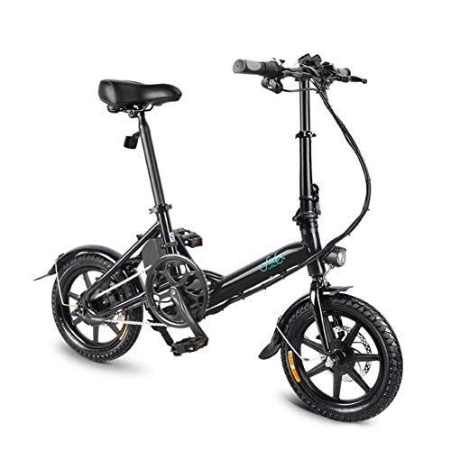 Bicicletas eléctrica : Funihut - Bicicleta eléctrica Plegable Smart Ebike, Ruedas de 14 Pulgadas, máxima de Carga 120 kg, Modo Pedal y Modo puramente eléctrico, Negro