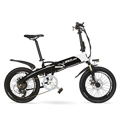 Bicicletas eléctrica : G660 48V 10Ah Hidden Battery 20 "Bicicleta de montaña elctrica plegable, 240W Motor, Marco de aleacin de aluminio, Tenedor de suspensin(Black White Standard)
