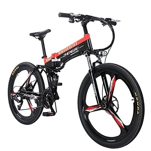 Bicicletas eléctrica : GAOXQ Bicicleta Eléctrica para Adultos, Bicicletas Eléctricas De Montaña De 26 Pulgadas con Motor De 400 W, Bicicleta Eléctrica para Adultos, Bicicleta Eléctrica para Homb Red black-27 Speed
