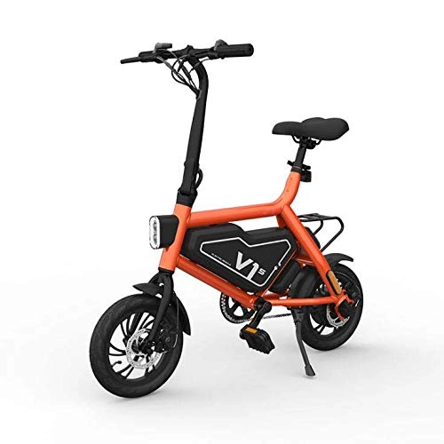 Bicicletas eléctrica : GASLIKE Bicicleta eléctrica Plegable, Bicicleta E Bike de 12 Pulgadas para Adultos y Adolescentes, con batería de Iones de Litio de 36V 7.8Ah / Motor sin escobillas DC de 250W, Naranja