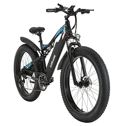 Bicicletas eléctrica : GAVARINE Bicicleta EléCtrica para Adultos con Neumáticos Gruesos, Bicicleta de Montaña de 26 Pulgadas con Motor Sin Escobillas con Batería de Iones de Litio ExtraíBle De 48 V y 17 AH