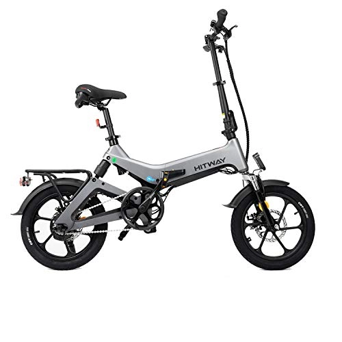 Bicicletas eléctrica : GEARSTONE Bicicleta eléctrica, Ligera, 250 W, Plegable, eléctrica, con Asistencia de Pedal, con batería de 7, 5 Ah, 16 Pulgadas, para Adolescentes y Adultos (Gris-PJ)
