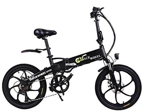 Bicicletas eléctrica : Generic - Bicicleta eléctrica de 20 pulgadas, 30 km / h, 350 W, 48 V, 7, 8 Ah, batería extraíble, 70 km, kilometraje, color negro