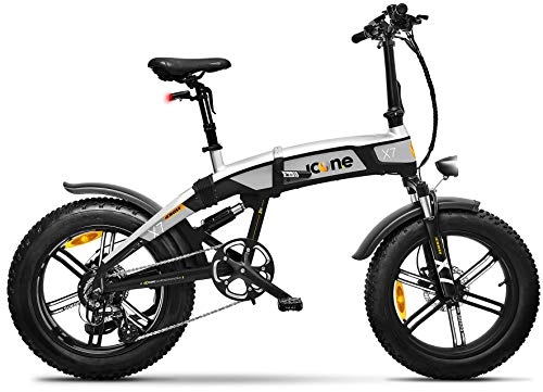 Bicicletas eléctrica : giordanoshop Fat-Bike - Bicicleta eléctrica Plegable con pedaleo asistido, 20 Pulgadas, 250 W, Icon.E iCross X7 Blackned Silver