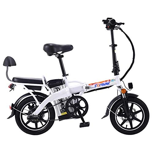Bicicletas eléctrica : GJJSZ Bicicleta eléctrica Plegable con batería extraíble de Iones de Litio de 48V 10Ah, Bicicleta eléctrica de 14 Pulgadas con Motor de 350W y Cerradura antirrobo de batería