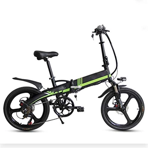 Bicicletas eléctrica : GJJSZ Bicicleta eléctrica Plegable de 20", batería de Litio Desmontable con Instrumento de Ajuste de Potencia de 5 velocidades, Faros LED + Altavoces